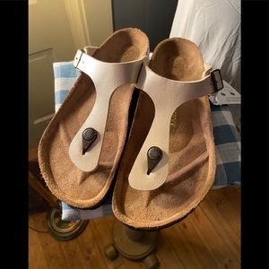 Birkenstock Gizeh Birkoflor cream tan 38 wide